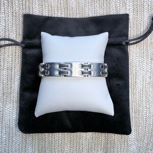 Men's Stainless Steel Link Bracelet - Silver Black